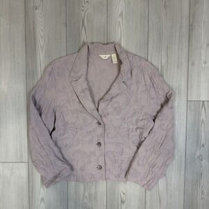 J. Jill Large Light Purple Poet Artsy All Embroidered Blazer Jacket